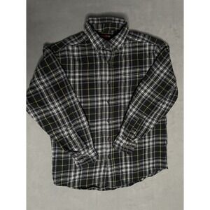 Wolverine Flannel Shirt Mens Medium Black Tan Plaid 100 Cotton